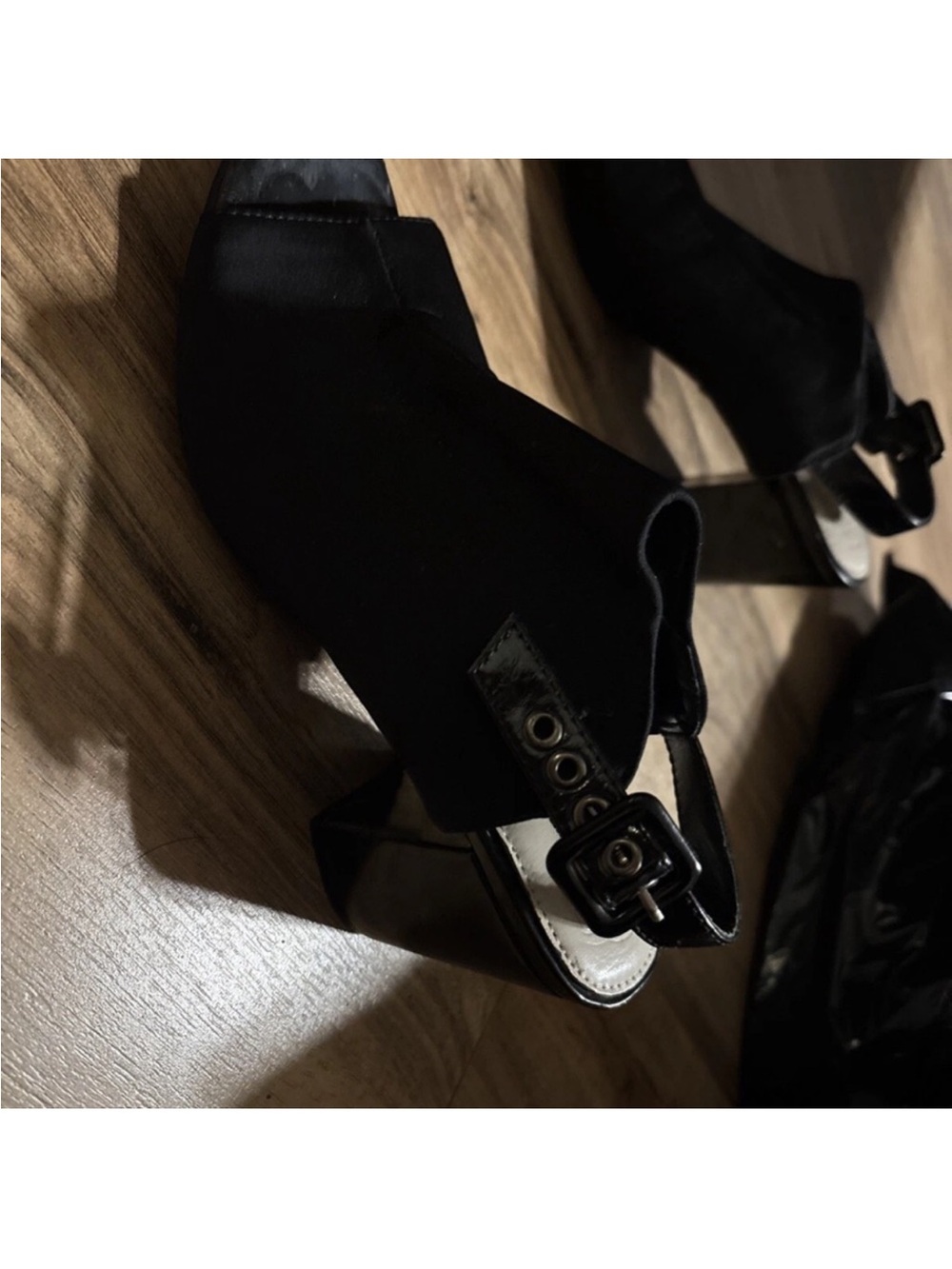 Kohl's Black Block Heel Peep-Toe Sandal with Buckle